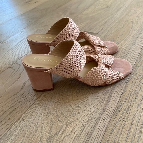 Anthropologie raffia heel sandal blush pink size 8 (39) - Picture 2 of 10
